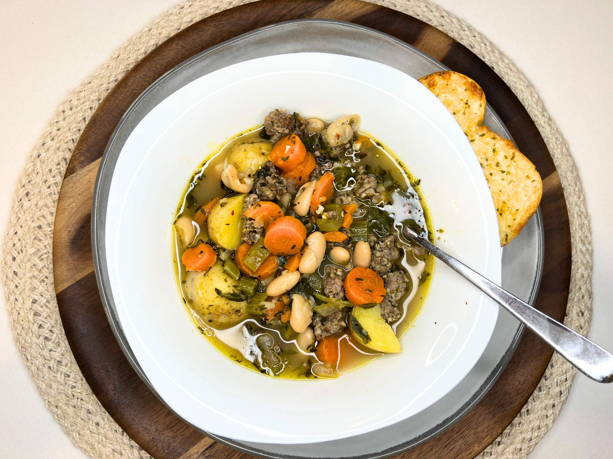The Most Flavorful Sausage, Kale & White Bean Soup