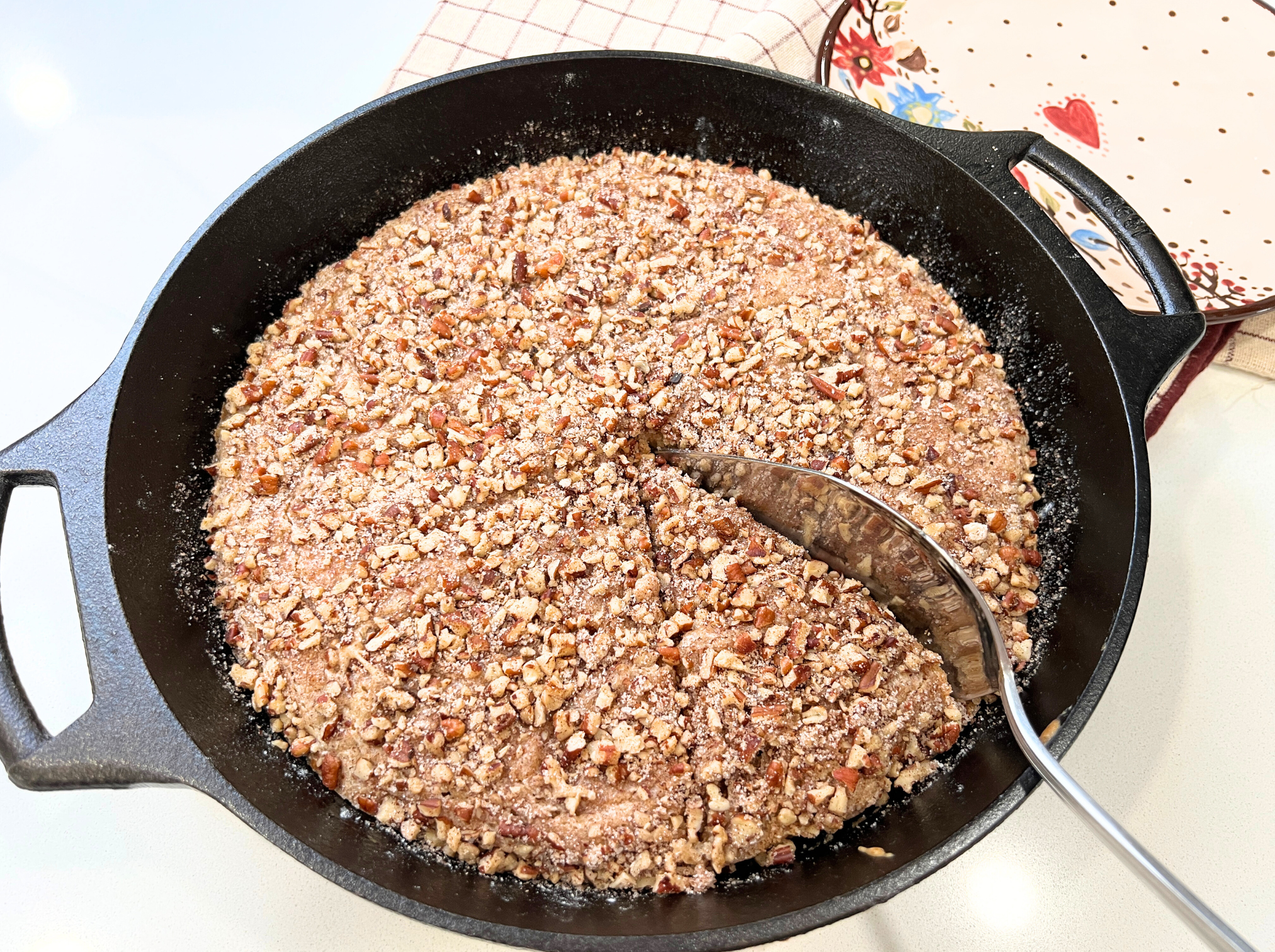 Cast Iron Cinnamon Pecan Coffee Cake