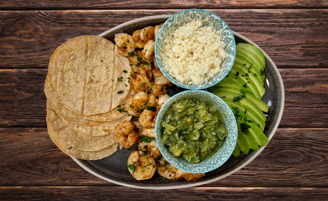 Shrimp Tacos with Smoked Salsa Verde
