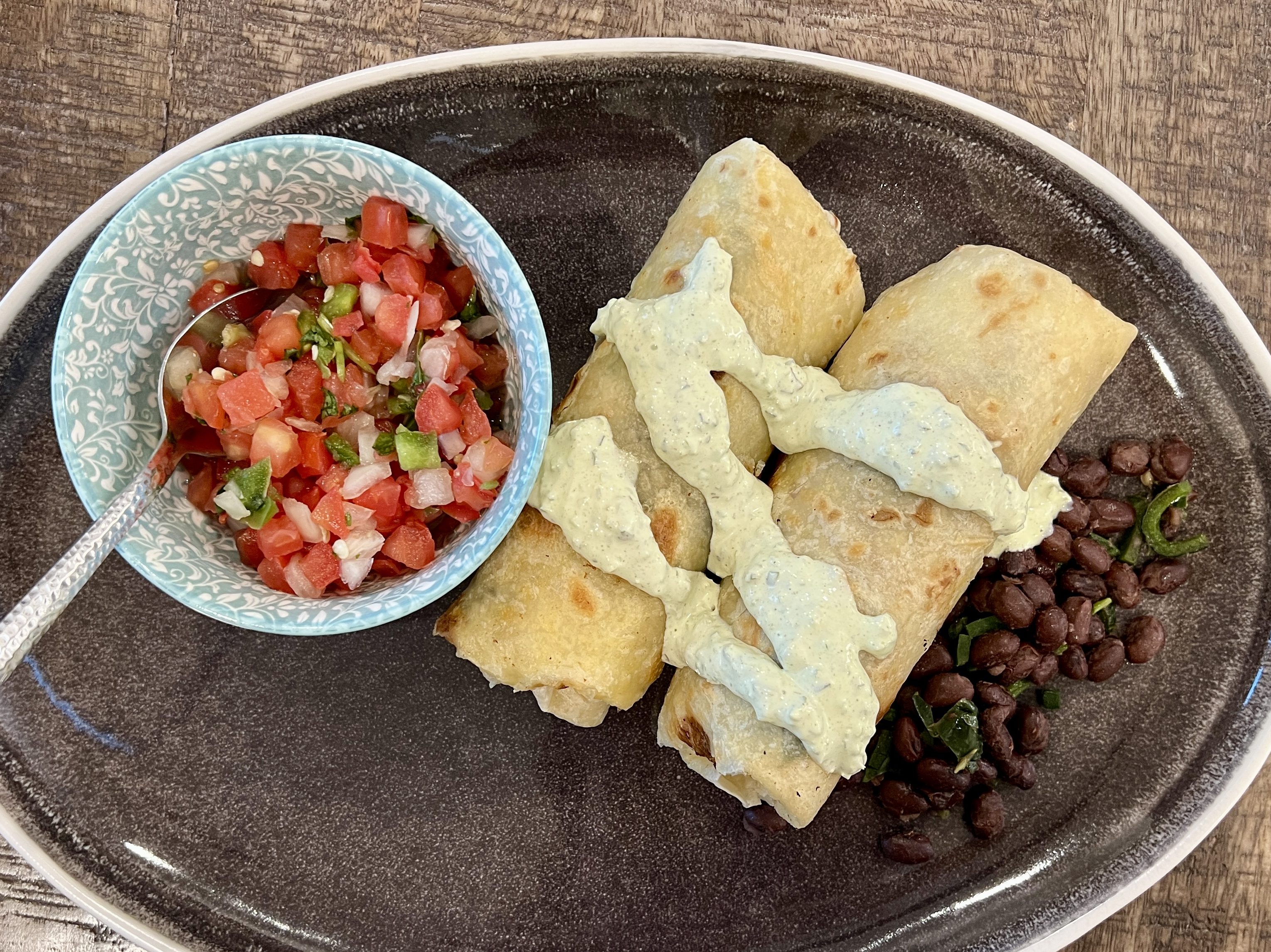 Chicken Burritos with Poblano Cream Sauce